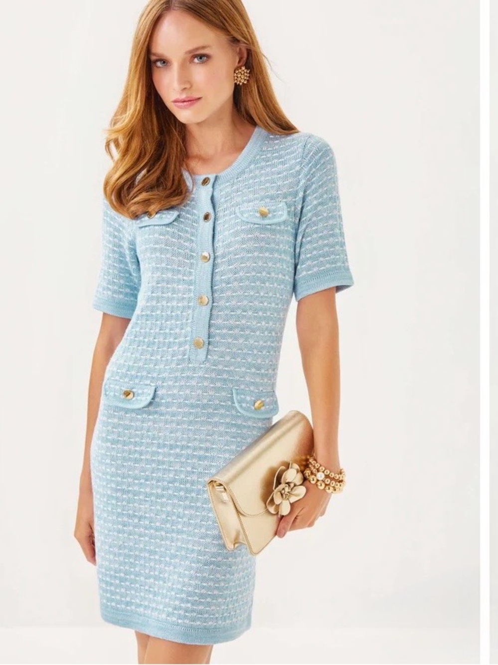 NWT Lilly Pulitzer Theodorah Sweater Dress with Gold Buttons reg $218 size M